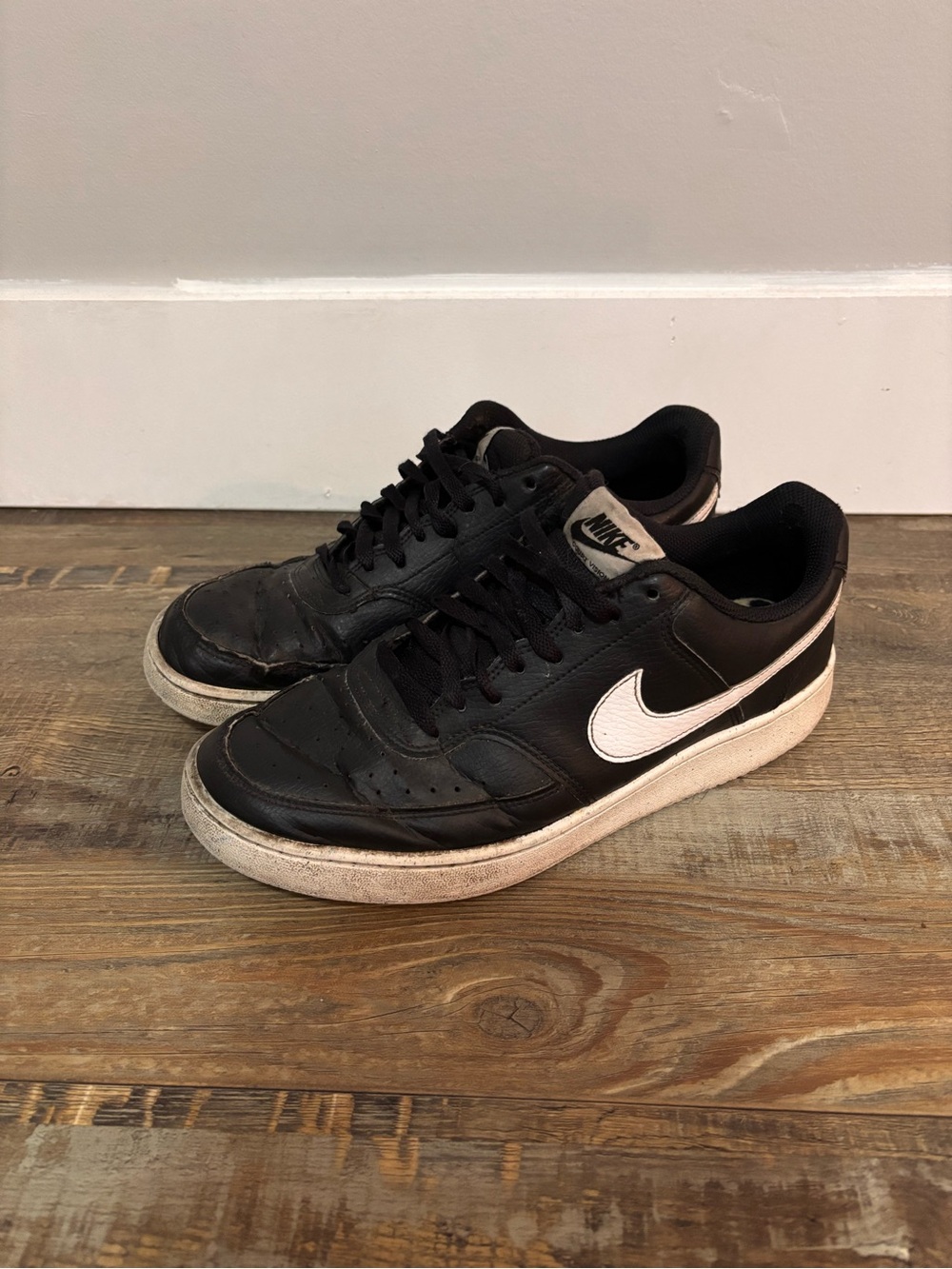 Nike Court Vision Low Shoes Sz 9.5 Black White DH2987 001 Classic Retro Y2K